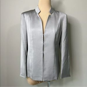 Talbots Metallic Silver Silk Blazer